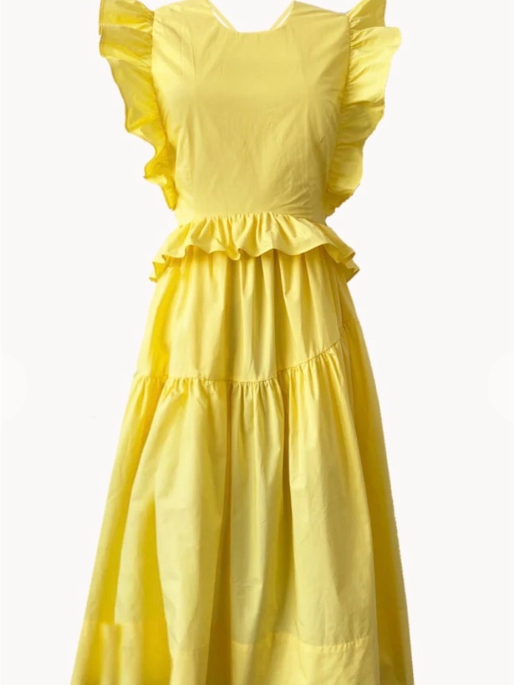 Allina Liu Free People Camilla Butter Yellow Ruffle Midi Dress Size 8 Rush Week